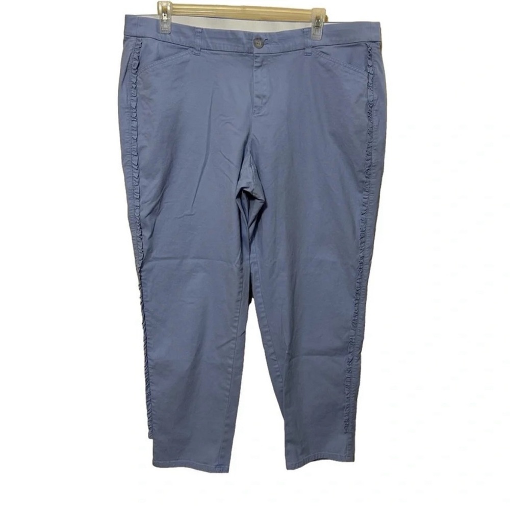 Lane Bryant Side Ruffle Cropped Ankle Pants Women 20 Plus Size Periwinkle - Picture 2 of 6
